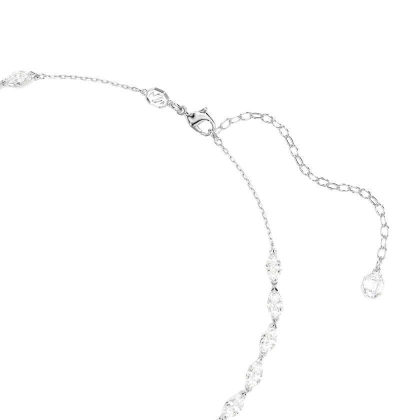 swarovski vienna y necklace  mixed cuts  feather  white  rhodium plated