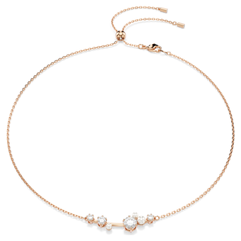swarovski constella necklace  crystal pearl  round cuts  white  18k rose gold finish