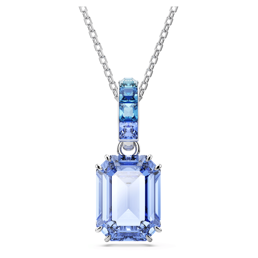 swarovski millenia pendant  octagon cut  blue  rhodium plated
