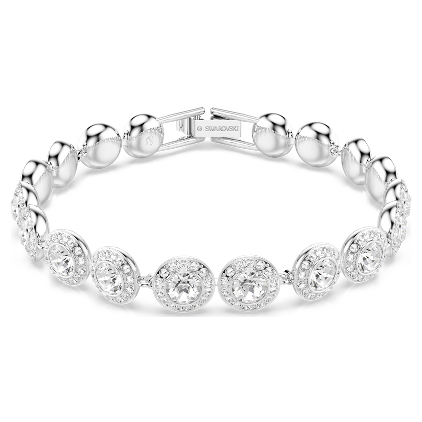 swarovski una angelic bracelet  round cut  white  rhodium plated