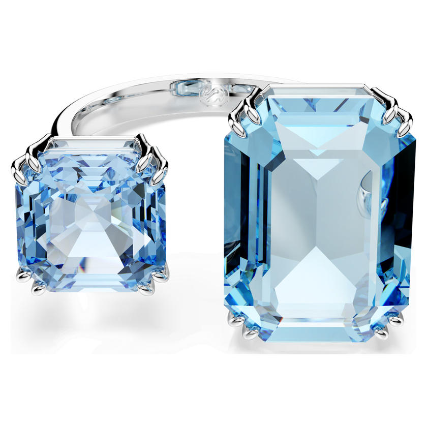 swarovski millenia open ring  octagon cut  blue  rhodium plated