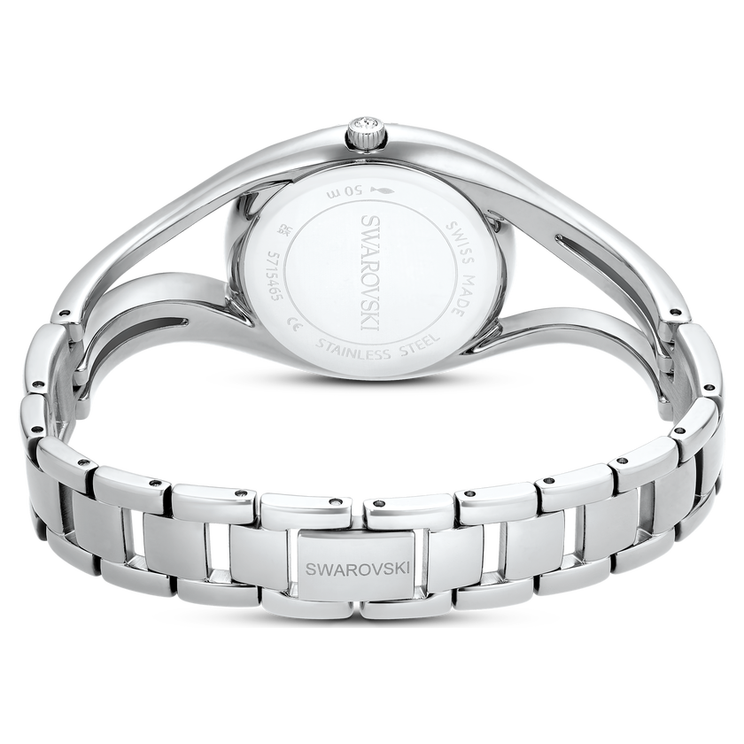 swarovski hyperbola bangle watch  swiss made  metal bracelet  silver tone  stainless steel