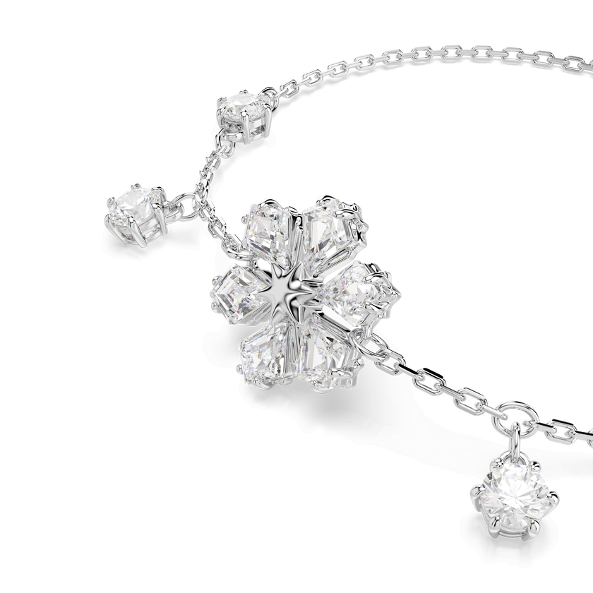 swarovski idyllia bracelet  mixed cuts  snowflake  white  rhodium plated