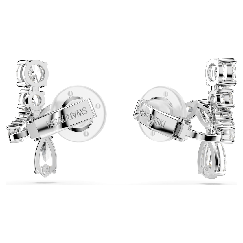 swarovski matrix clip earrings  mixed cuts  white  rhodium plated