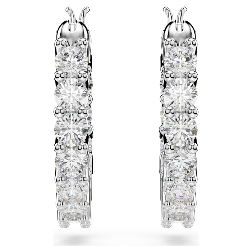 swarovski matrix vittore hoop earrings  round cut  white  rhodium plated