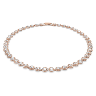 swarovski una angelic tennis necklace  round cut  medium  white  rose gold tone plated