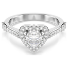 swarovski una angelic motif ring  mixed cuts  heart  white  rhodium plated