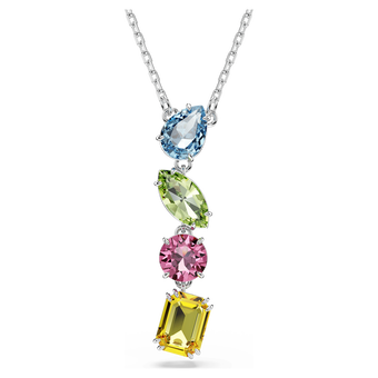 swarovski gema y pendant  mixed cuts  multicolored  rhodium plated