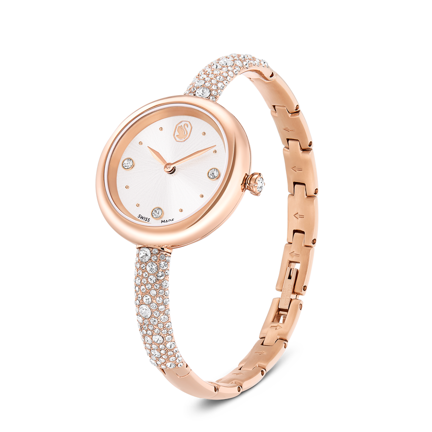 swarovski sublima bangle watch  swiss made  metal bracelet  rose gold tone  rose gold tone finish