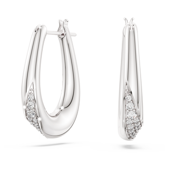swarovski classica hoop earrings  round cut  small  white  sterling silver