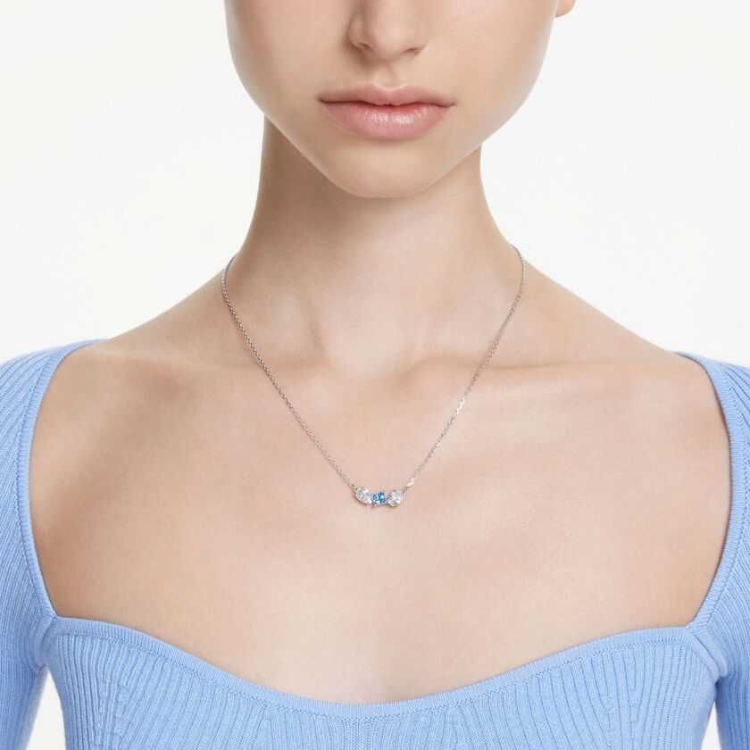 swarovski mesmera pendant  mixed cuts  blue  rhodium plated