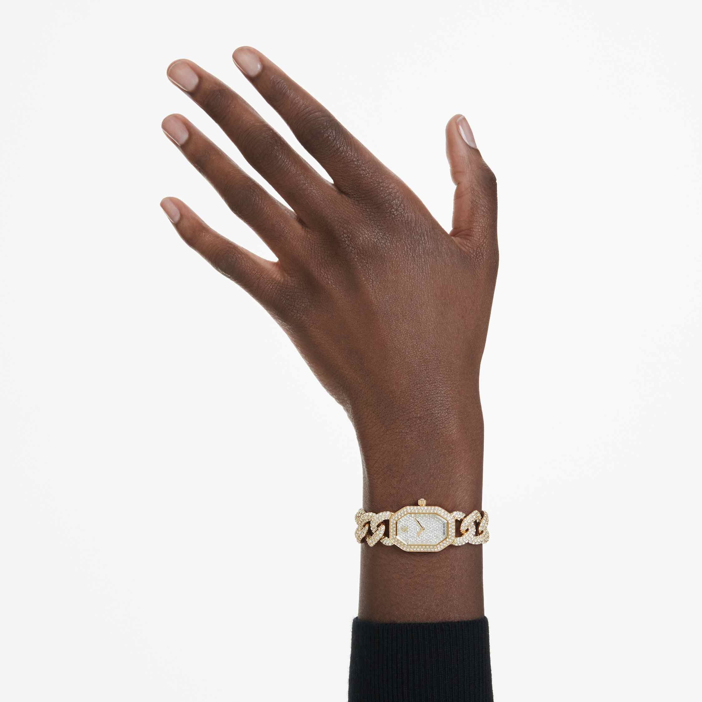 swarovski dextera chain watch  swiss made  crystal bracelet  gold tone  gold tone finish