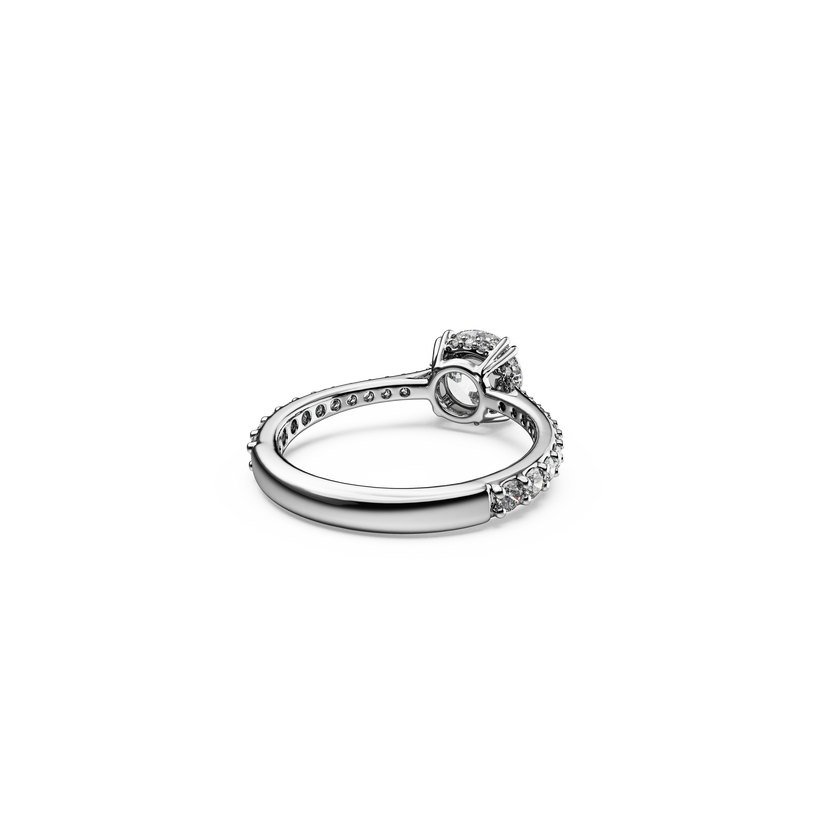 swarovski stilla cocktail ring  round cut  pav   white  silver tone finish