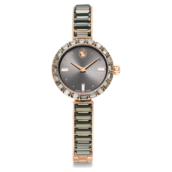 swarovski matrix bangle watch  swiss made  crystal bracelet  gray  rose gold tone finish