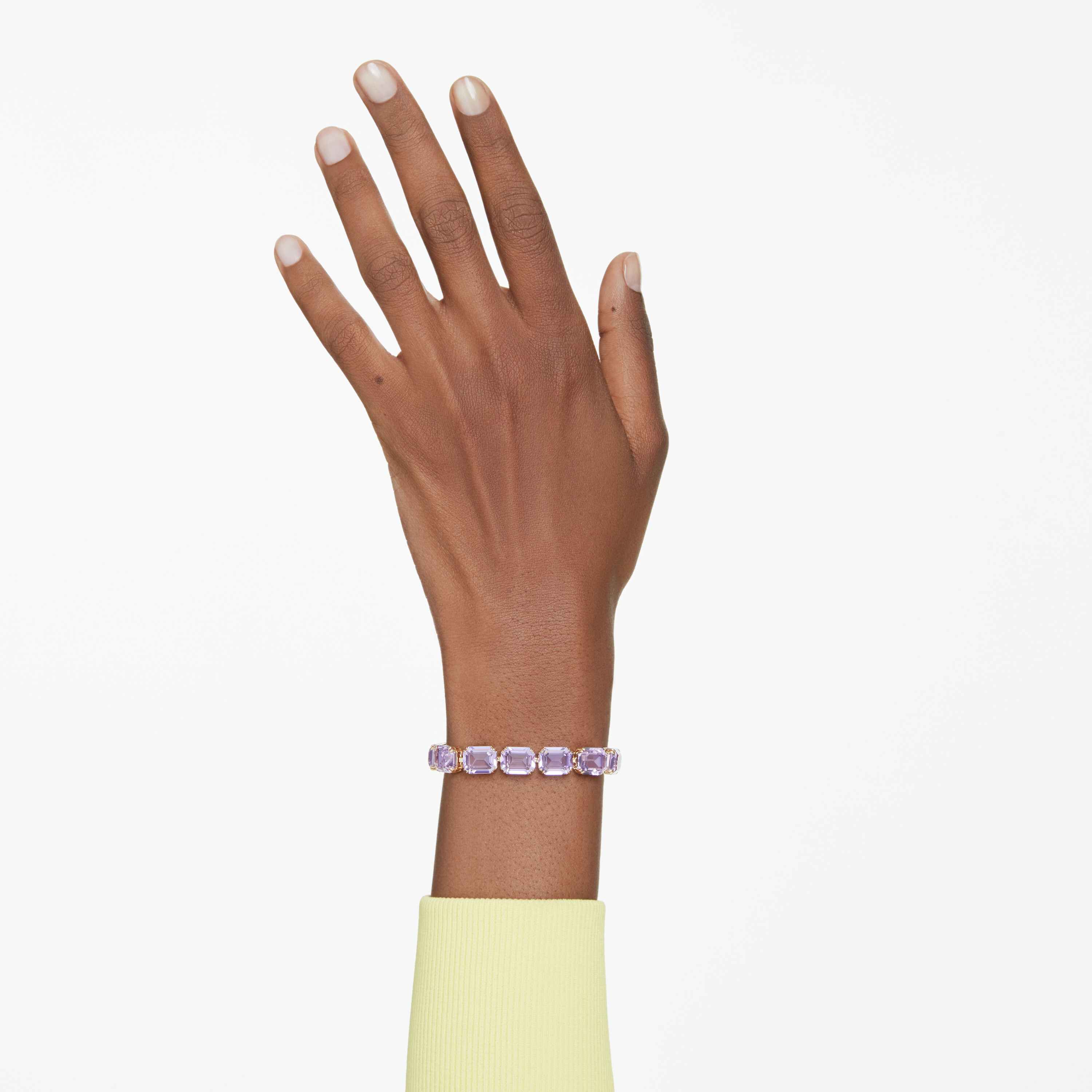 swarovski millenia tennis bracelet  octagon cut  purple  gold tone plated