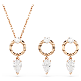 swarovski mesmera set  pear cut  round cut  white  rose gold tone plated