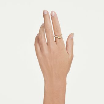 swarovski classica open ring  round cut  white  sterling silver  18k gold finish