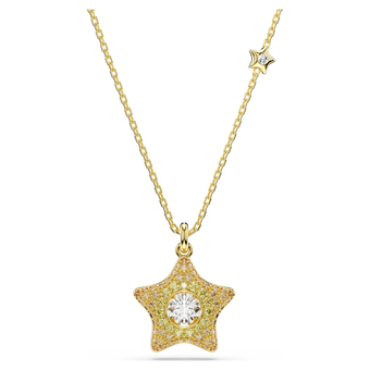 swarovski sublima pendant  round cut  star  multicolored  18k gold finish