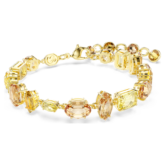 swarovski gema bracelet  mixed cuts  yellow  gold tone plated