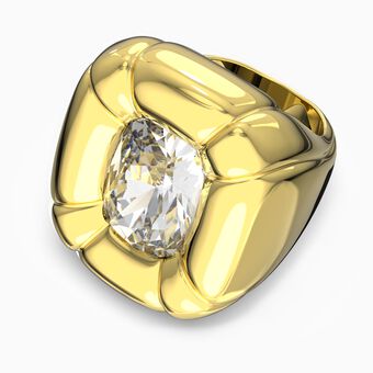 Dulcis cocktail ring, Cushion cut crystal, Gold-tone plated