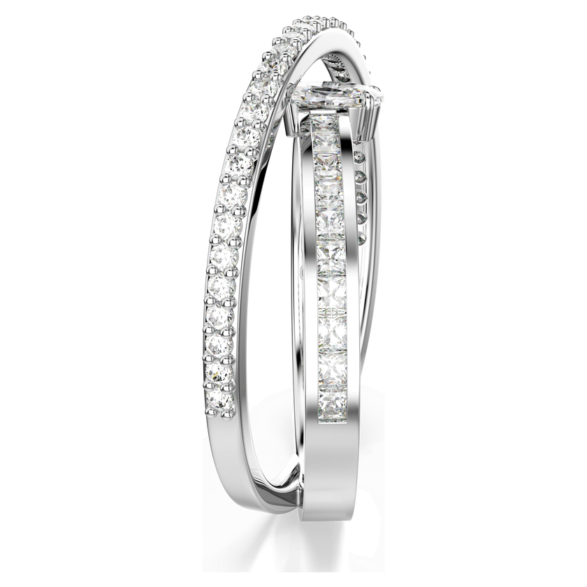 swarovski hyperbola ring  mixed cuts  white  rhodium plated