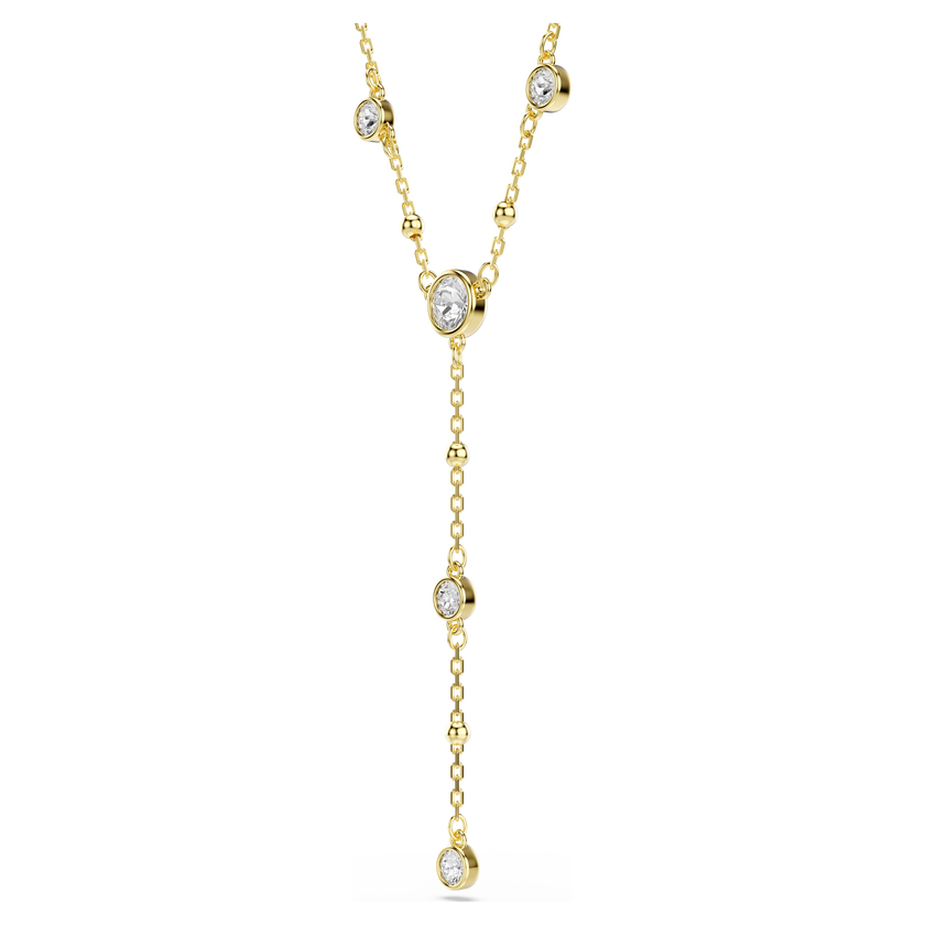 swarovski imber y necklace  round cut  scattered design  white  gold tone plated