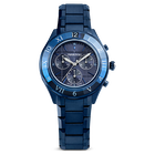 swarovski dextera chrono watch  39mm  swiss made  metal bracelet  blue  blue finish