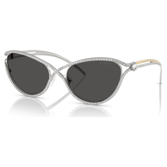 swarovski sunglasses  cat eye shape  sk7025  silver tone