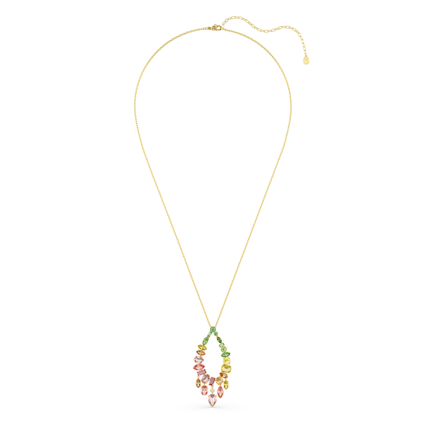 swarovski gema pendant  mixed cuts  multicolored  gold tone plated