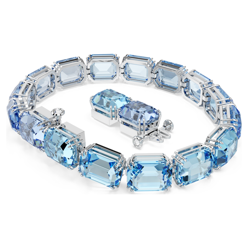 swarovski millenia bracelet  octagon cut  color gradient  blue  rhodium plated