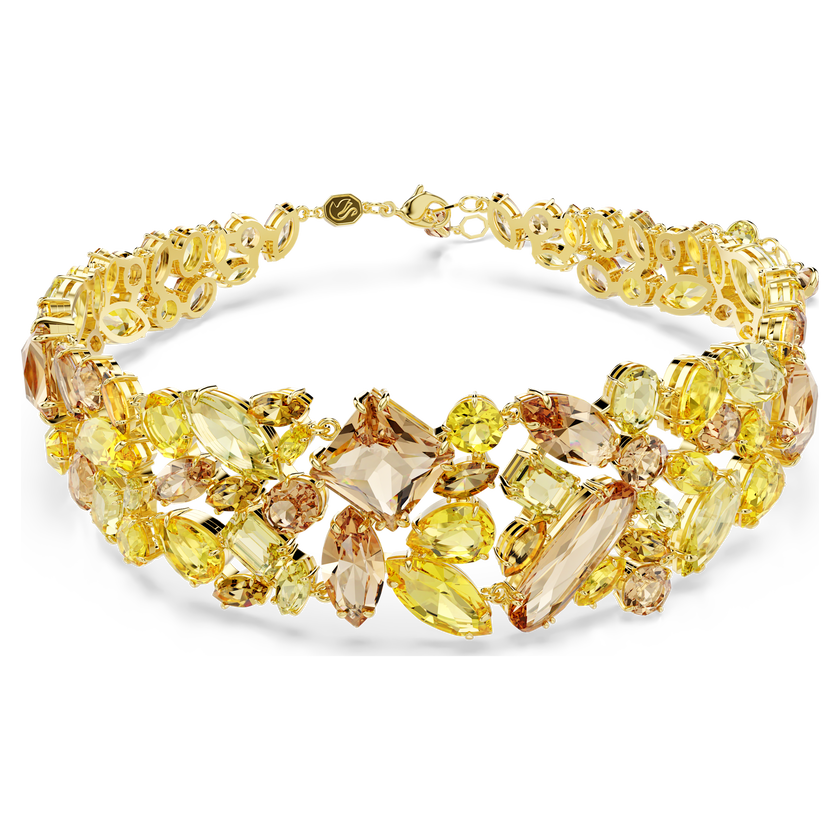 swarovski gema choker  mixed cuts  yellow  gold tone plated