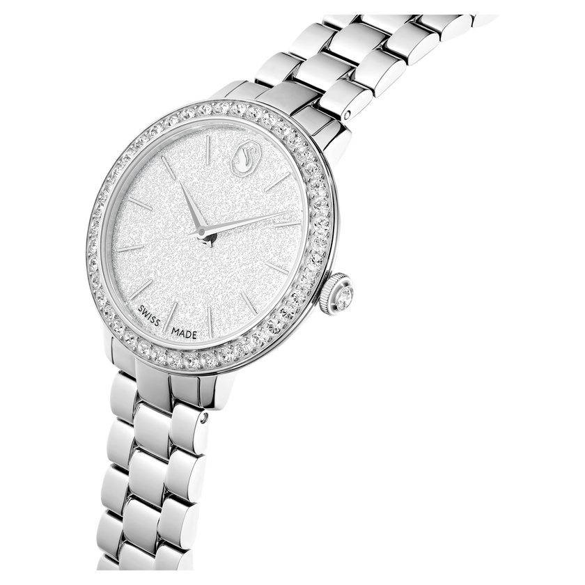 swarovski matrix 3 link watch  swiss made  metal bracelet  silver tone  stainless steel