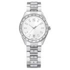 swarovski matrix date watch  swiss made  metal bracelet  silver tone  stainless steel