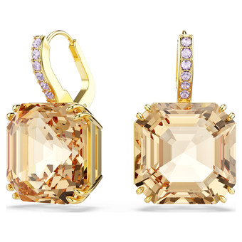 swarovski millenia drop earrings  mixed cuts  caramel  gold tone plated
