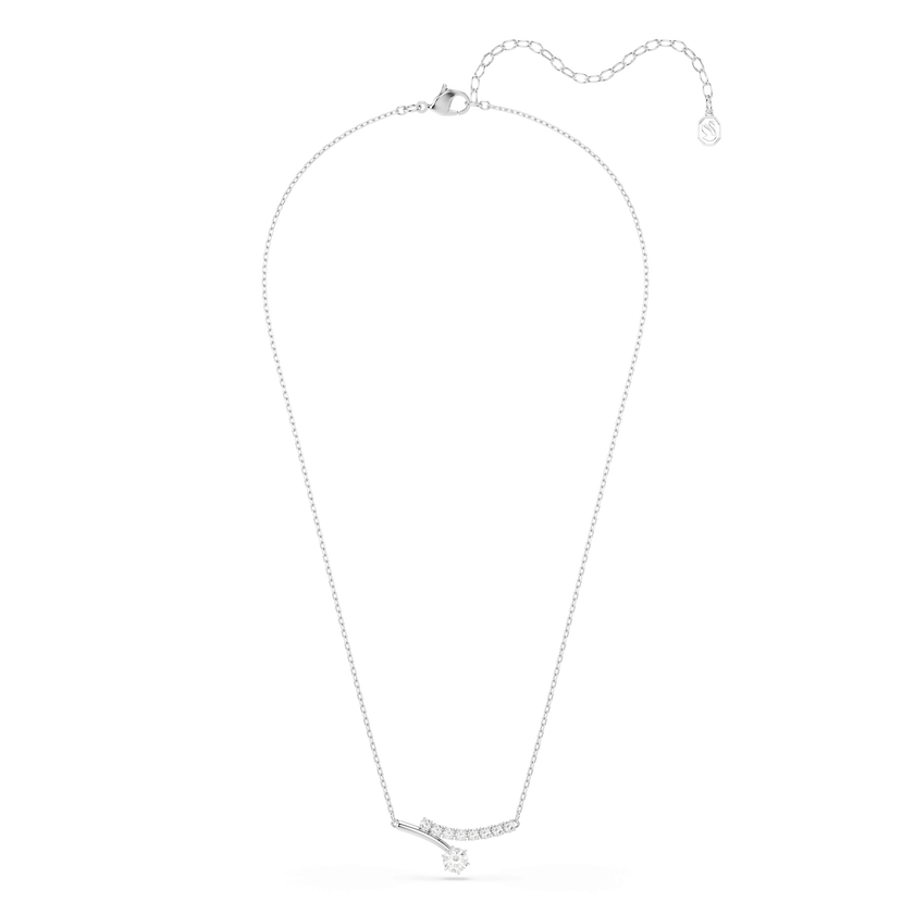 swarovski matrix necklace  round cut  white  rhodium plated