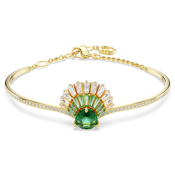 swarovski idyllia bangle  mixed cuts  shell  green  gold tone plated