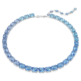 swarovski millenia necklace  octagon cut  color gradient  blue  rhodium plated