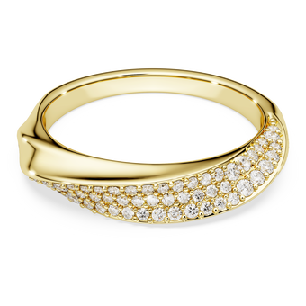 swarovski classica band ring  round cut  white  sterling silver  18k gold finish