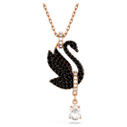 Swarovski Iconic Swan pendant, Swan, Black, Rose gold-tone plated