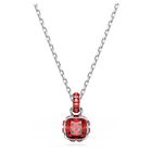 swarovski birthstone pendant  square cut  july  red  rhodium plated