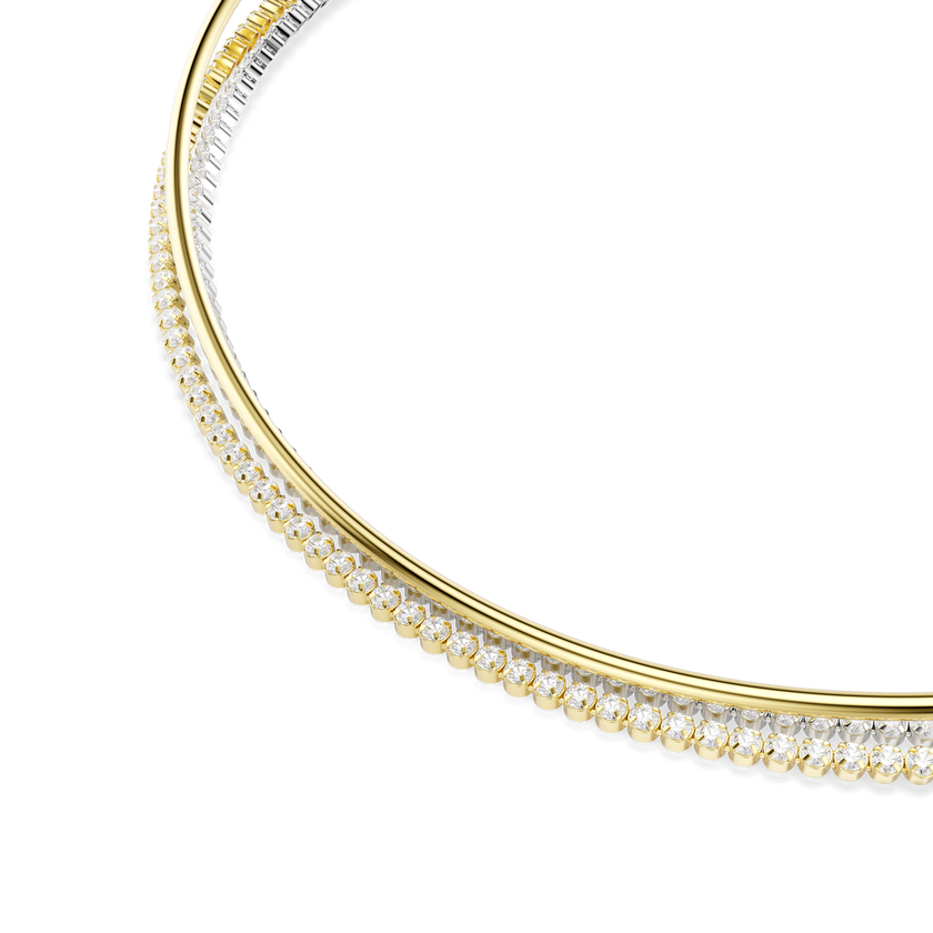 swarovski hyperbola necklace  round cut  white  mixed metal finish