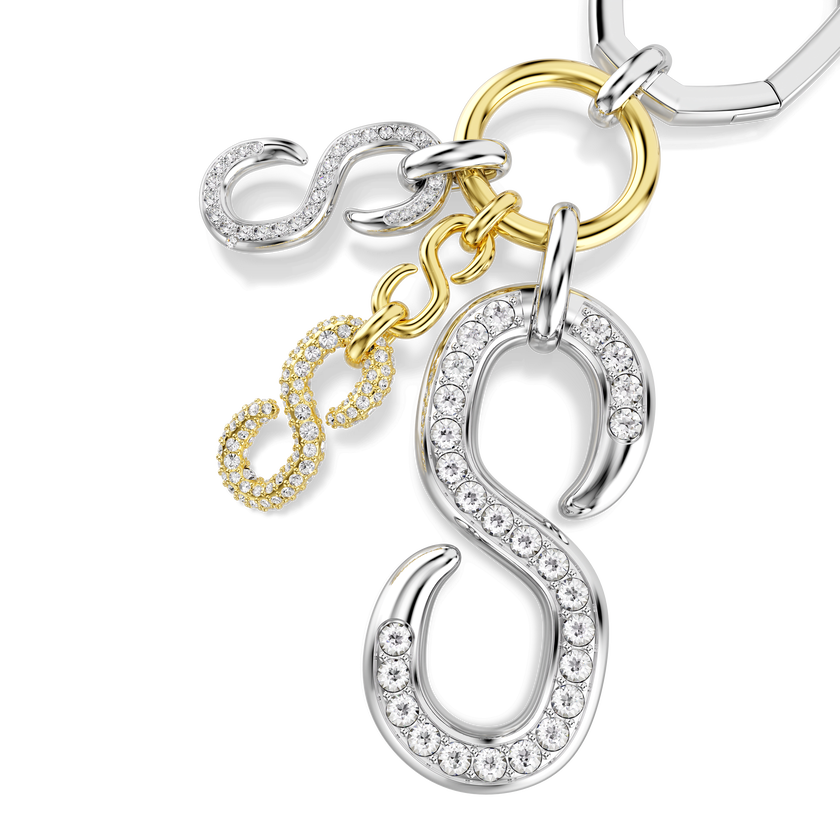 swarovski bag charm  round cut  white  mixed metal finish