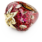 swarovski idyllia motif ring  mixed cuts  strawberry  red  gold tone plated