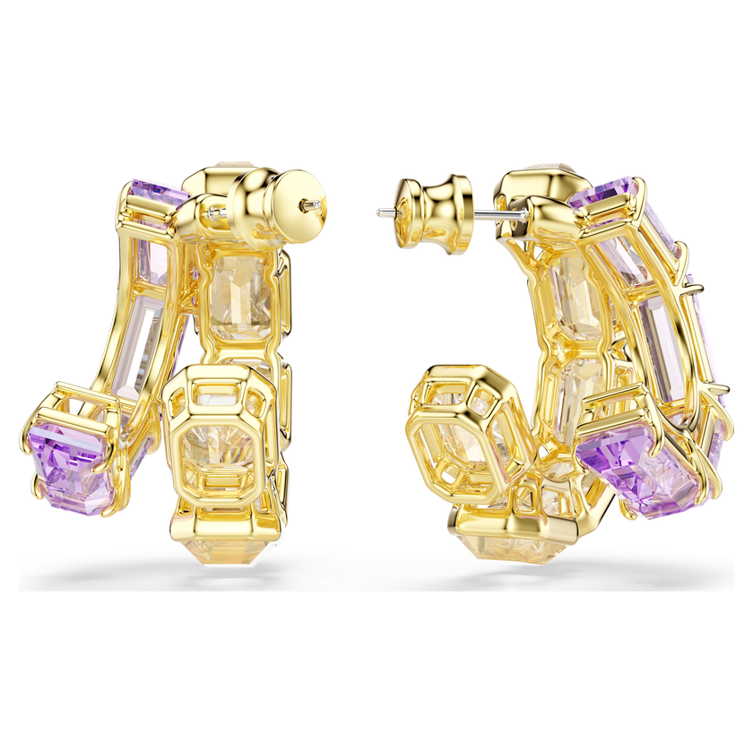 swarovski millenia hoop earrings  mixed cuts  multicolored  gold tone plated