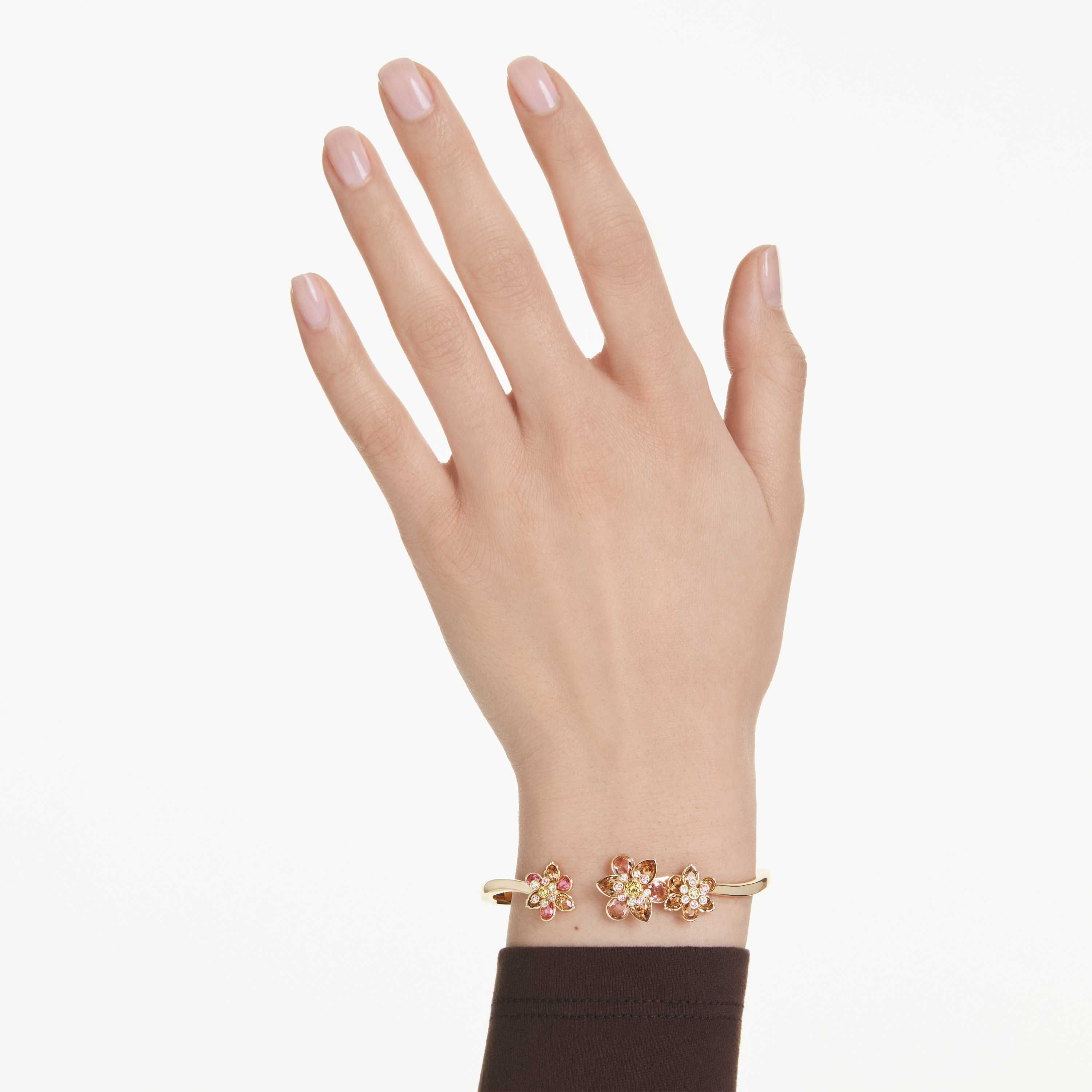 swarovski idyllia bangle  mixed cuts  flower  multicolored  gold tone plated