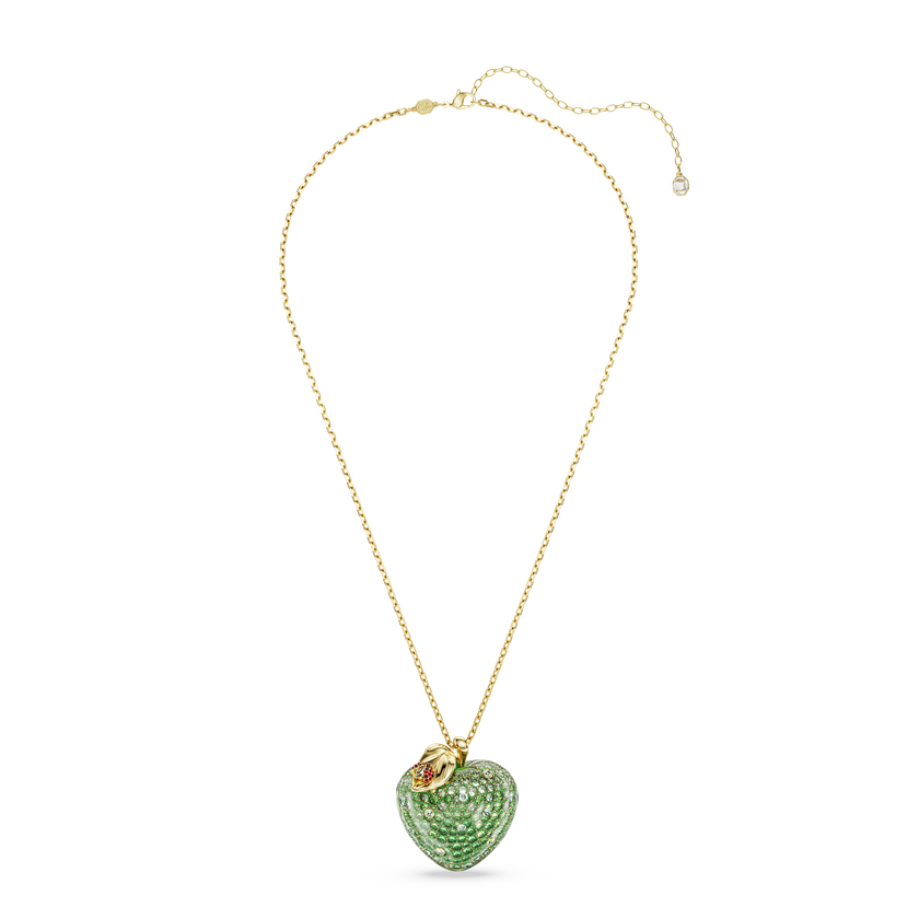 swarovski idyllia pendant  mixed cuts  apple  green  gold tone plated