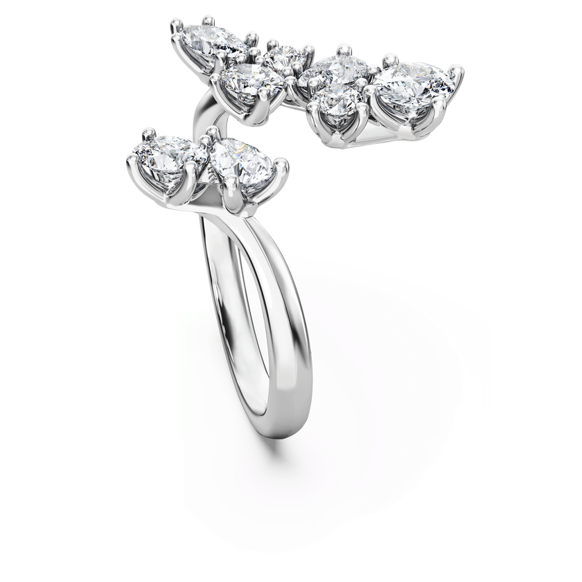 swarovski galaxy bypass ring  lab grown diamonds 1 25 ct tw  mixed shapes  18k white gold