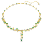 swarovski constella y necklace  mixed cuts  green  gold tone plated