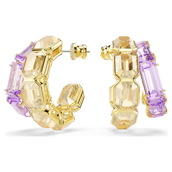 swarovski millenia hoop earrings  mixed cuts  multicolored  gold tone plated