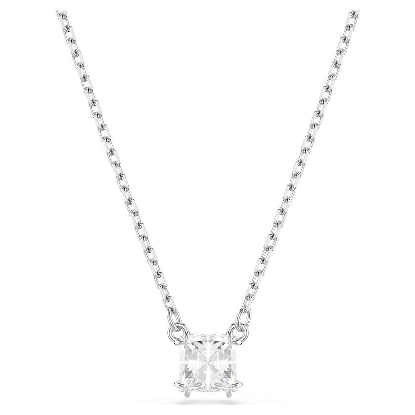 swarovski stilla attract pendant  square cut  white  rhodium plated